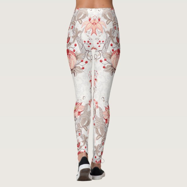 Flores de videira sem soldadura Leggings (Verso)