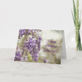 Flores de Wisteria Roxo Cartão de Nascimento de Fé