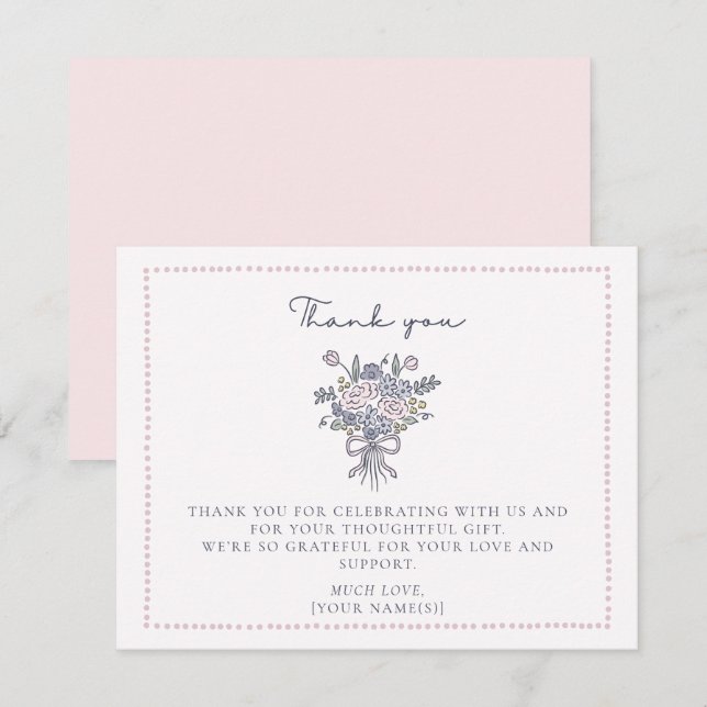 Flores desenhadas à mão, Cartões de agradecimentos (Frente/Verso)