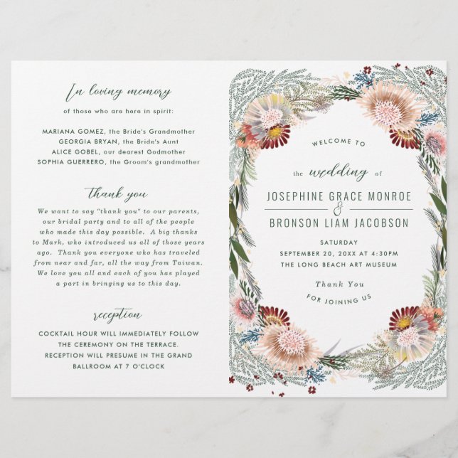 Flores Desenhadas - Programa Único de Casamento Bo (Frente)