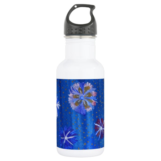 Flores Desenhando Garrafa de Água Personalizada Pr (Frente)