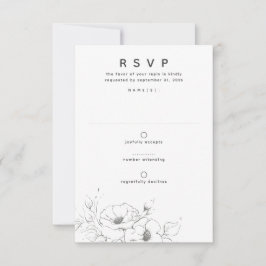 Flores Desenhando RSVP de Casamento Mínimo Elegant