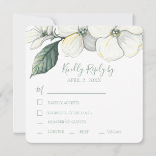 Flores do Dogwood da aguarela do casamento RSVP