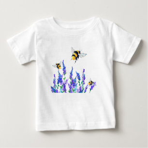 Flores e abelhas Voando Bebê T-Shirt Primavera Joy