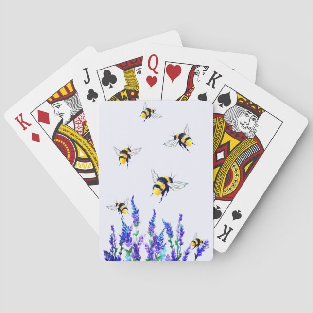 Flores e Abelhas Voando Cartas de Baralho (Verso)
