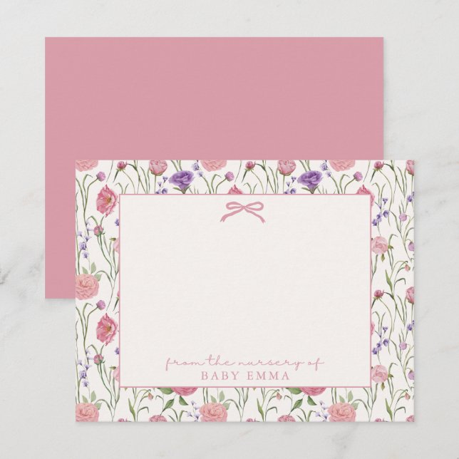 Flores e arcos, do berçário do cartão (Frente/Verso)