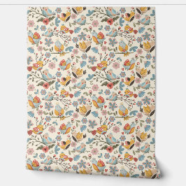 Flores e aves no estilo boho