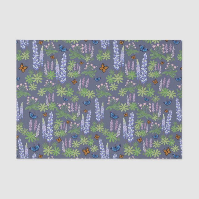 Flores e borboletas desacoplam papel de tecidos tr (Frente )