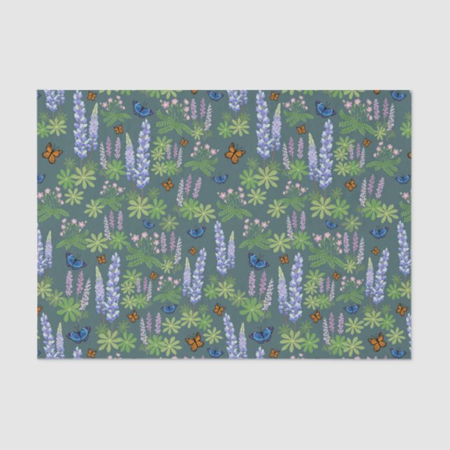 Flores e borboletas desacoplam papel de tecidos tr (Frente )