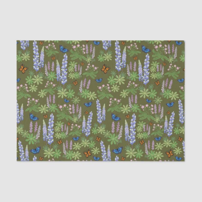 Flores e borboletas desacoplam papel de tecidos tr (Frente )