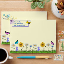 Flores e borboletas Envelope Personalizado