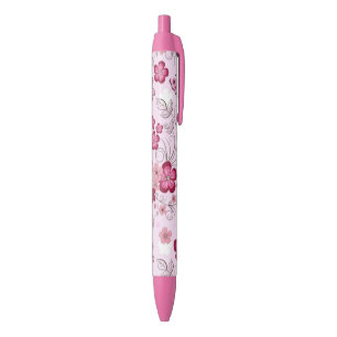 Flores E Borboletas Rosa Caneta De Tinta Preta