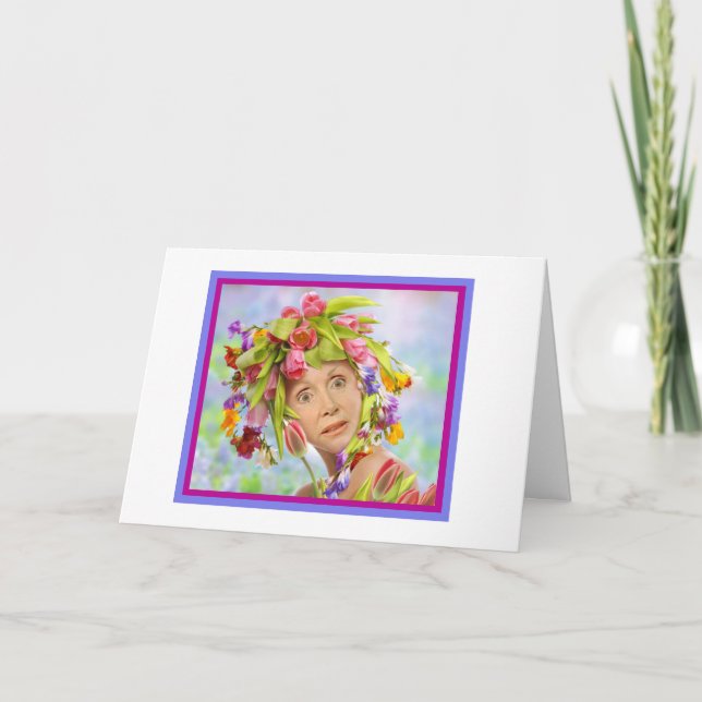 Flores e Cartão de Aniversário Divertido (Frente)