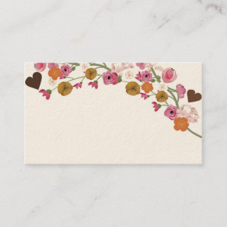 Flores e cartão de visita japoneses dos corações