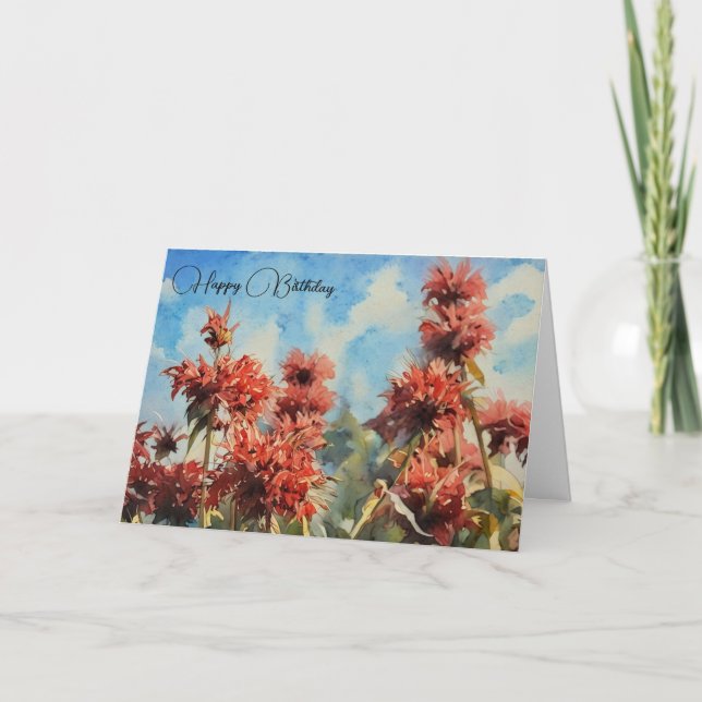 Flores e Céu Azul - Cartão de aniversário (Frente)