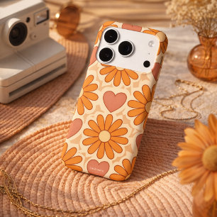 Flores e Corações de Hippie Groovy Retrô Mãe Perso