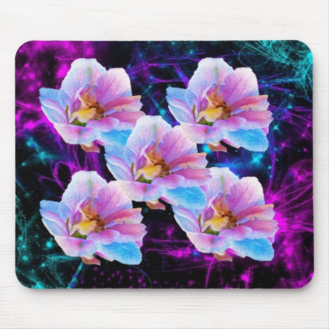 Flores e estrelas Pastel Mousepad (Frente)
