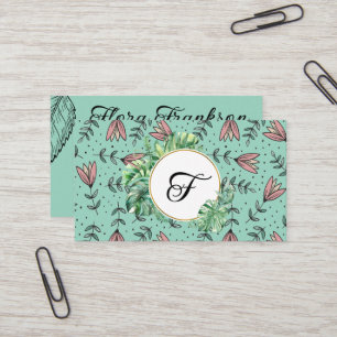 Flores e folhagem cartão de visita simples