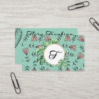 Flores e folhagem cartão de visita simples