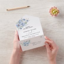 flores e folhas aguadas azuis empoeiradas rústicas