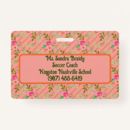 Flores E Folhas De Crachá Personalizado