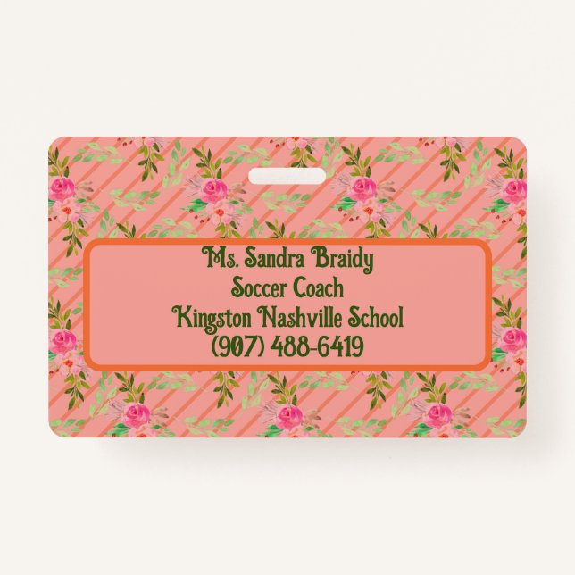 Flores E Folhas De Crachá Personalizado (Verso)