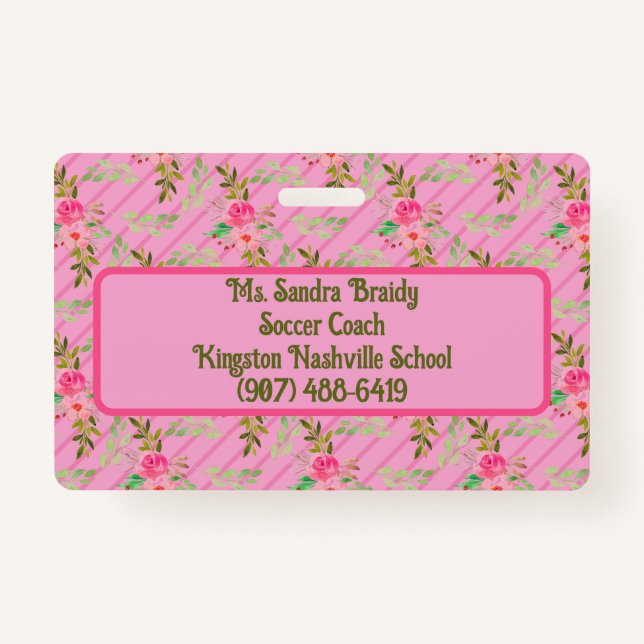 Flores E Folhas De Crachá Personalizado (Verso)