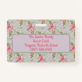 Flores E Folhas De Crachá Personalizado