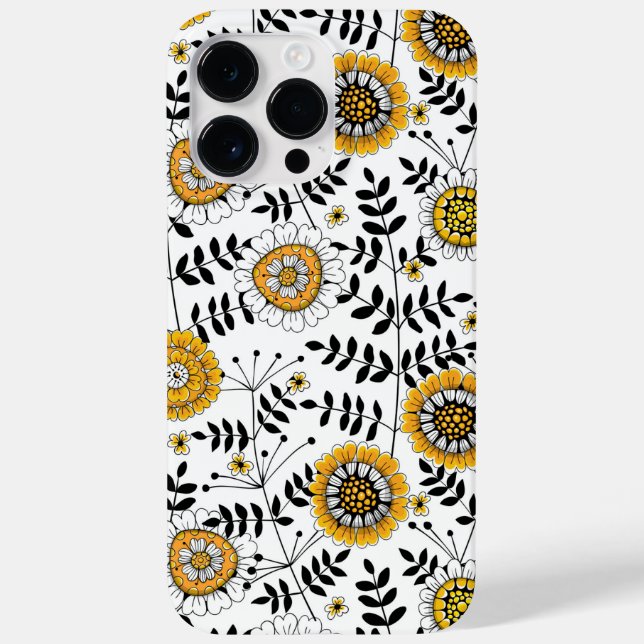 Flores e folhas de rabo em amarelo e preto (Verso)
