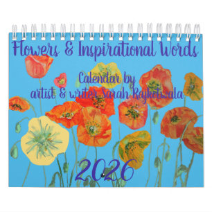 Flores e Palavras Inspiradoras Calendário de Arte