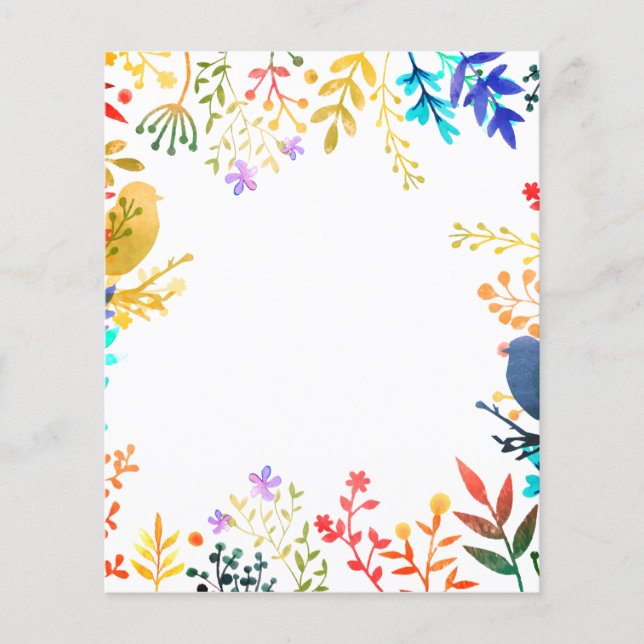 Flores e pássaros enquadram papel de fundo de álbu (Frente)