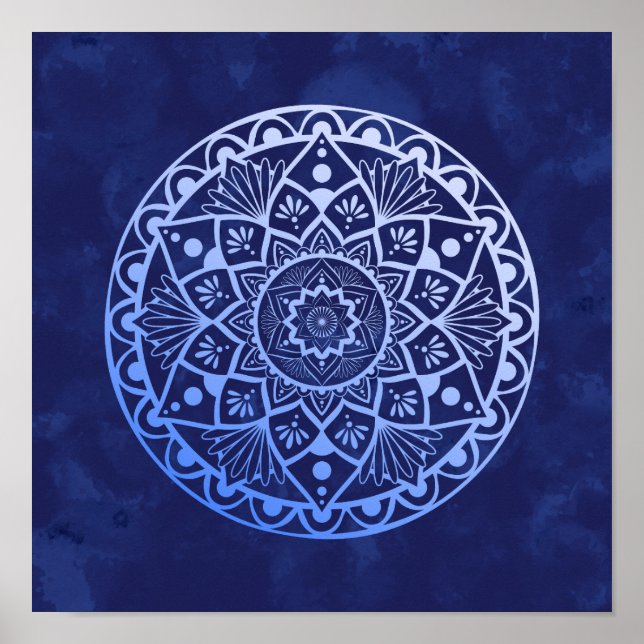 Flores e pontos Mandala - Impressão de gradiente a (Frente)