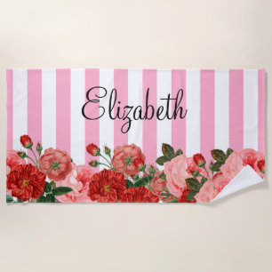 Flores e toalha de praia personalizadas das