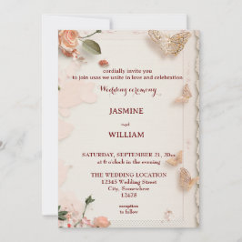 Flores elegantes Cartão de Convite de Casamento Pe