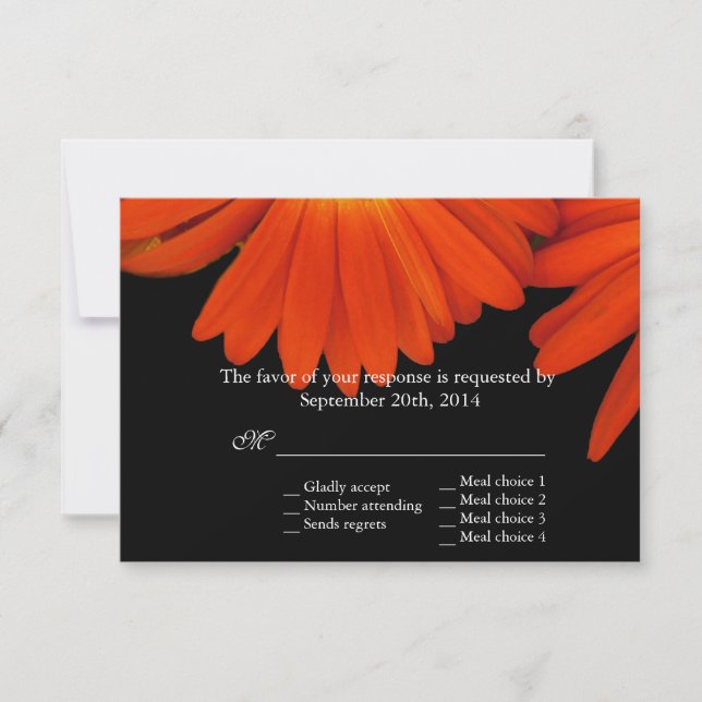 flores elegantes de gerbera margarida laranja RSVP (Frente)