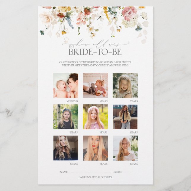 Flores Elegantes de Jardim Jogo de Chá de Noiva Fl (Frente)