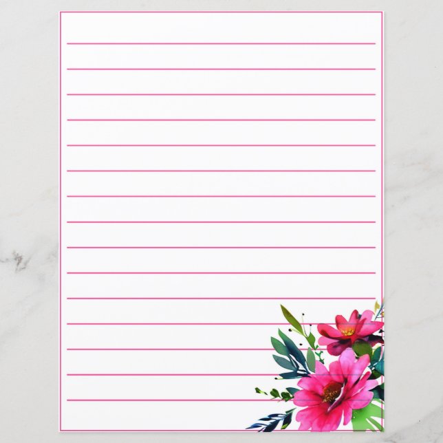 Flores em aquarela rosa alinhadas (Frente)