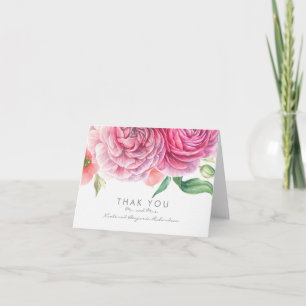 Flores em Aquarela Rosa Elegante Agradecimento de 