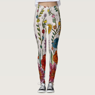 Flores em Leggings brancas