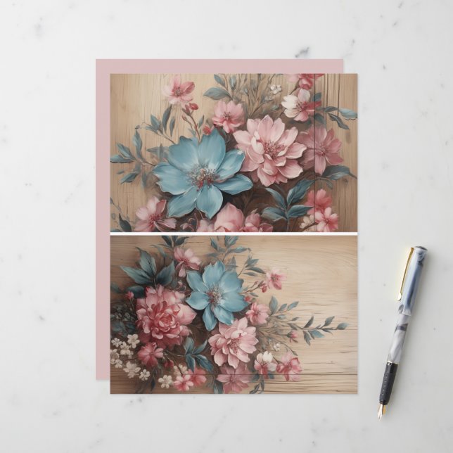 Flores em Pontos de Viagem de Madeira Decoração de (Frente/Verso In Situ)