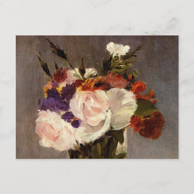 Flores em um Vaso de Cristal - Cartão Postal (Frente)