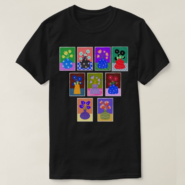 Flores em Vases T-Shirt (Frente do Design)