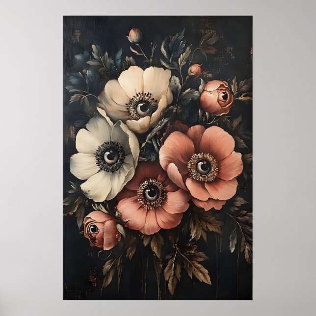 Flores Escuras e Temperamentais com Impressão de O (Frente)