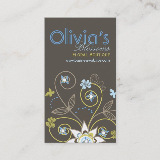 Flores Florais Azuis Doce Flores Cartão de visita (Frente)