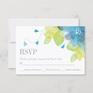 Flores florais de primavera azul delicadas RSVP