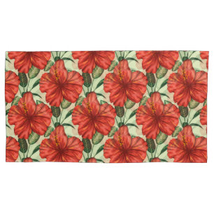 Flores florais tropicais, sem costura, flores verm