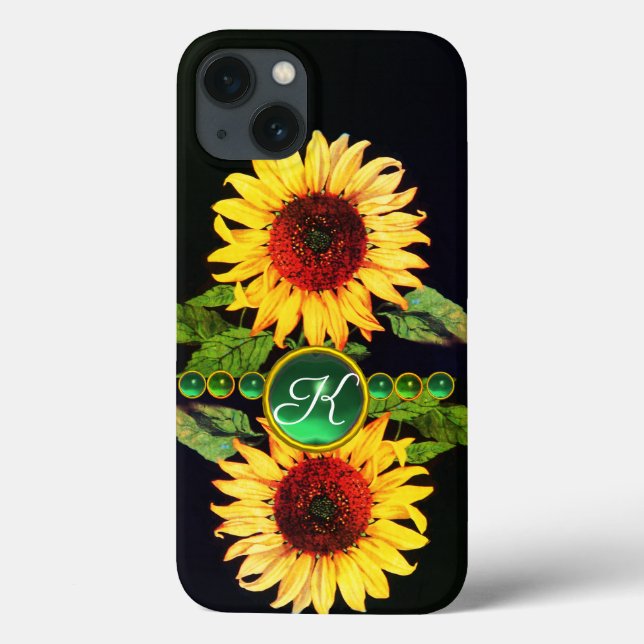 FLORES, GEMSTONAS VERDE EMERALD MONOGRAMA FLORAL (Verso)