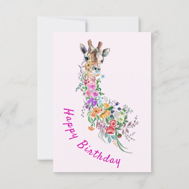 Flores Girafa Cartão de Aniversário (Frente)