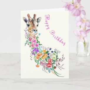 Flores Girafa Cartão de Aniversário