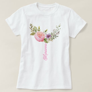 Flores Impressão de Aquarela, T-Shirt Personalizad